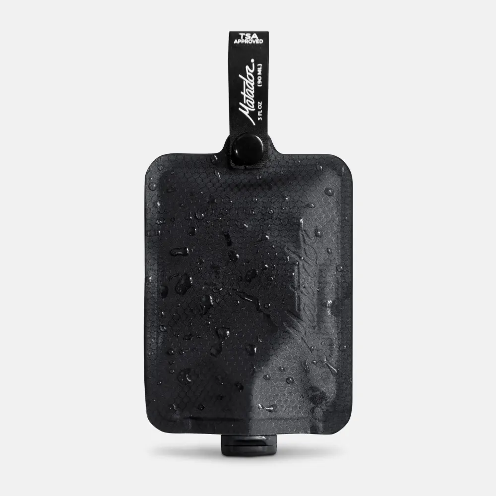 Matador FlatPak Toiletry Bottle, Ultralight Soft Travel Bottle for Shampoo and Lotion, TSA Friendly, Flip Cap, Black - MATFPB1001B