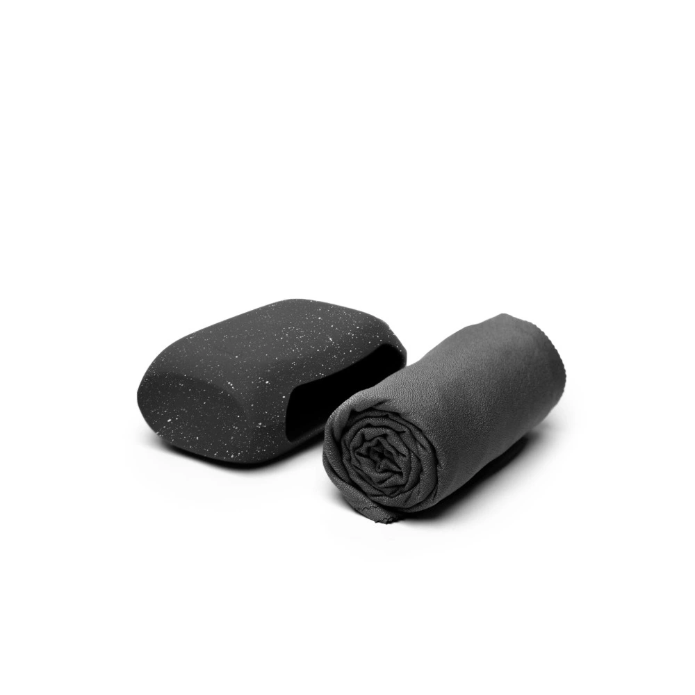 Matador NanoDry Packable Shower Towel Large, Quick Dry Nanofibre Travel Towel, Silicone Case with Carabiner, Black Granite - MATNDL2001BKW