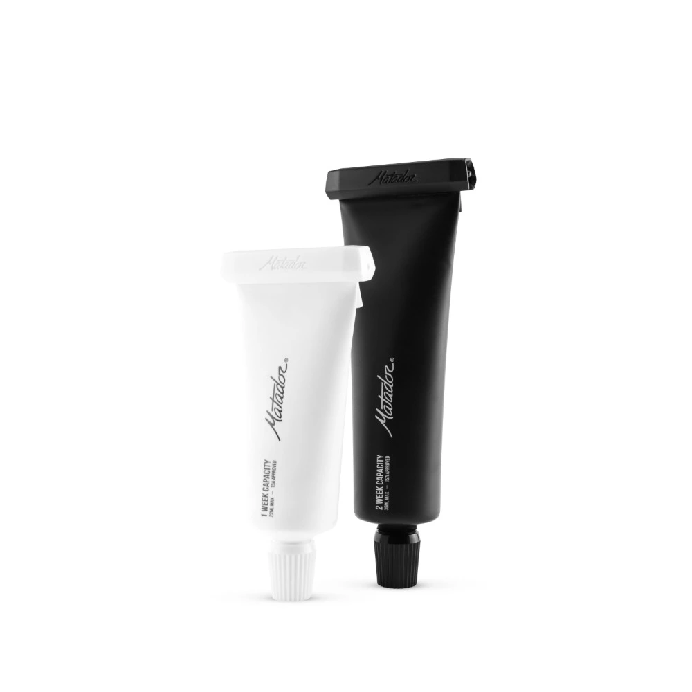 Matador Refillable Toothpaste Tubes 2 Pack, Reusable Travel Toothpaste Tubes, Vapour Barrier, TSA Approved, Black and White - MATTT2001BKW - Image 4