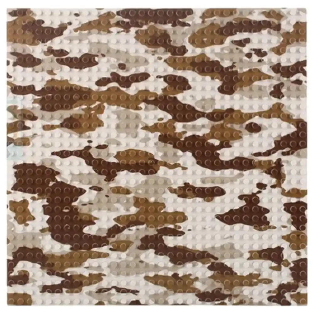 Military Camouflage Building Block Base Plates, Set of 3 Studded Plates in Shades of Brown for Army Brick Builds