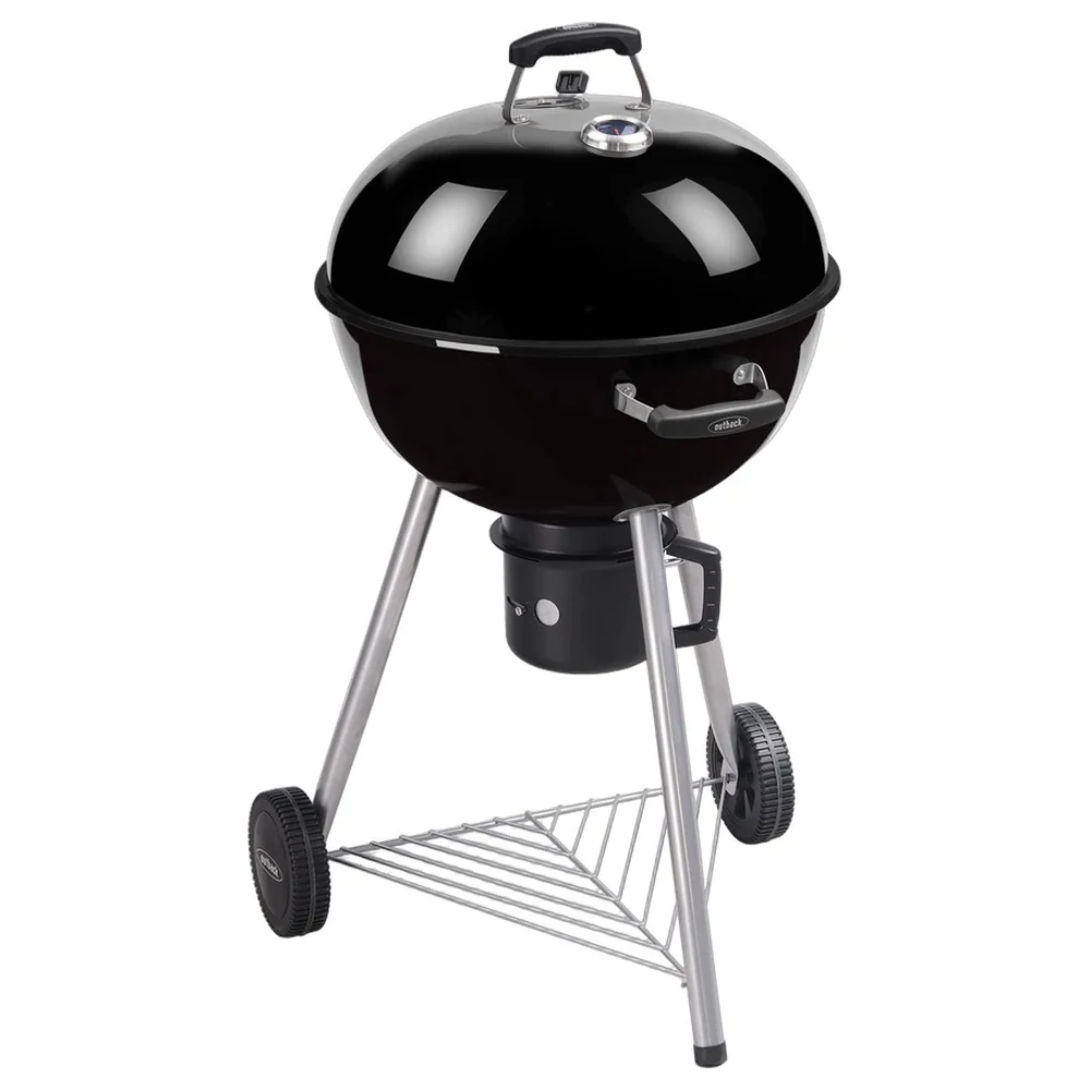Outback Comet Kettle Charcoal BBQ, 54 cm Chrome Grill, Porcelain Enamel Hood & Bowl, Heat Indicator, Adjustable Vents & Ash Collector, Black - OUT371137