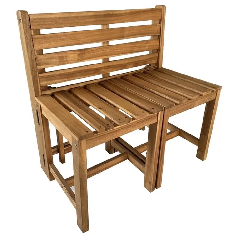 Paradiso Cannes Folding Wooden Balcony Set, Convertible Fold-Down Table and 2 Stools that Turn into a Bench - HHO21066 - Image 3