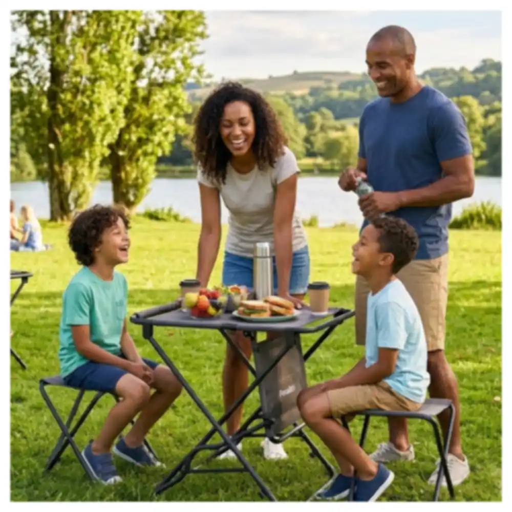 Paradiso Reversible Folding Chair to Table, 2-in-1 Camping Chair and Side Table with Fold-Over Frame and Carry Rail, Grey - 8200 - Image 3