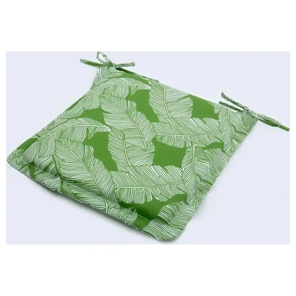 Paradiso Square Outdoor Seat Pad with Tie Fastenings, Soft Padded Tropical Leaf Print Cushion for Garden, Patio and Dining Chairs - DY-N4H - Image 4