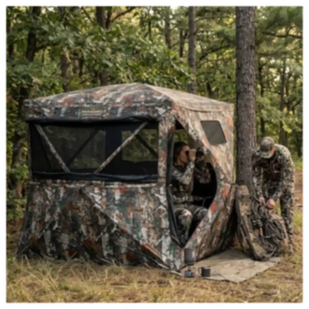 Paradiso Stealth View Automatic Hub Tent, Camouflage Pop-Up Blind with Wide Mesh Viewing Windows, Corner Stake Loops and Carry Bag - TK-CC3011 - Image 3