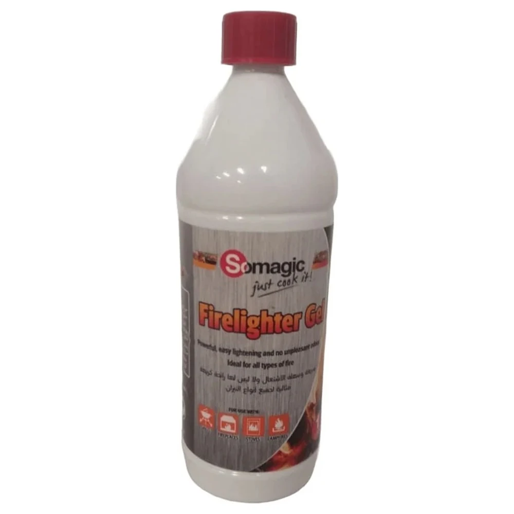 Somagic Firelighter Gel 1L, Powerful Easy-Lighting Fire Starter Gel with No Unpleasant Odour for Charcoal and Wood on Grills and Campfires - SOMGEL1L