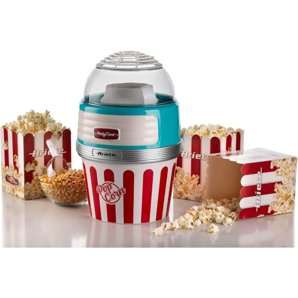 Ariete Pop Corn XL Party Time Popcorn Maker, 1100-Watt Power, XL Popcorn Maker, Party-Time Styling, Home Snack Preparation, Blue - MOD2957.01 - Image 2