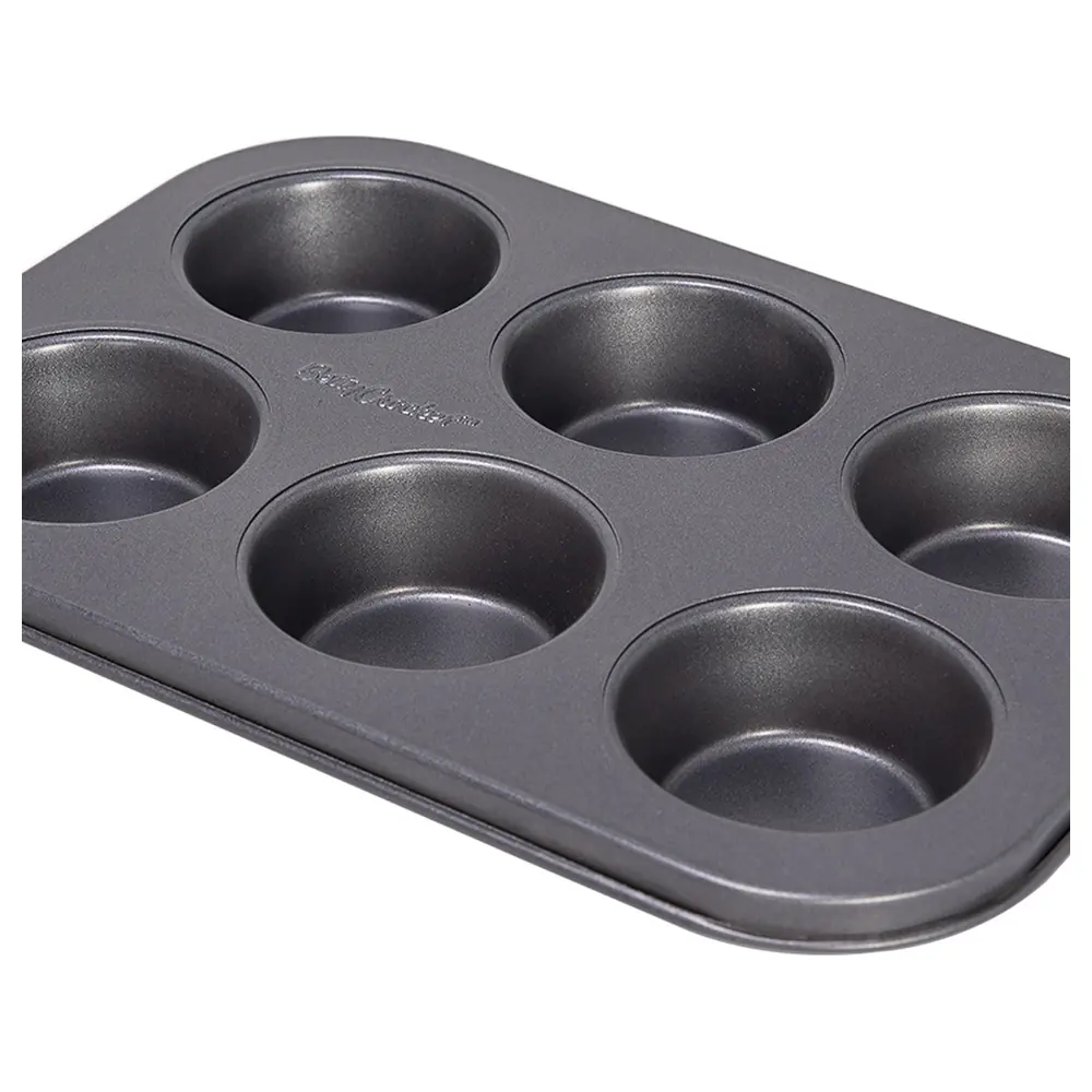 Betty Crocker Nonstick 6 Cup Muffin Pan, Carbon Steel Bakeware Tray for Muffins and Cupcakes, 26.5 x 18.5 cm, Dark Grey - BC1009 - Image 4