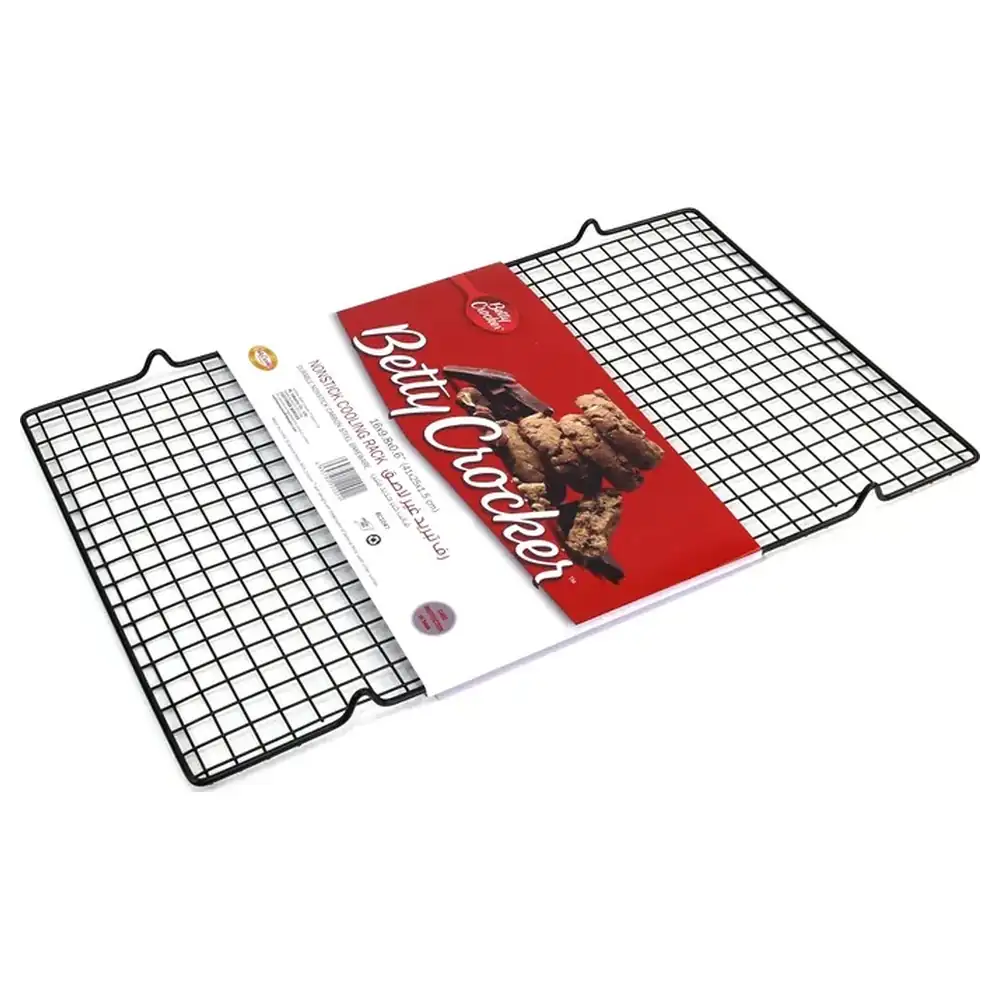 Betty Crocker Nonstick Cooling Rack 41 x 25 cm, Carbon Steel Wire Grid for Cookies, Cakes and Breads, Heat Resistant to 240C - BC1047