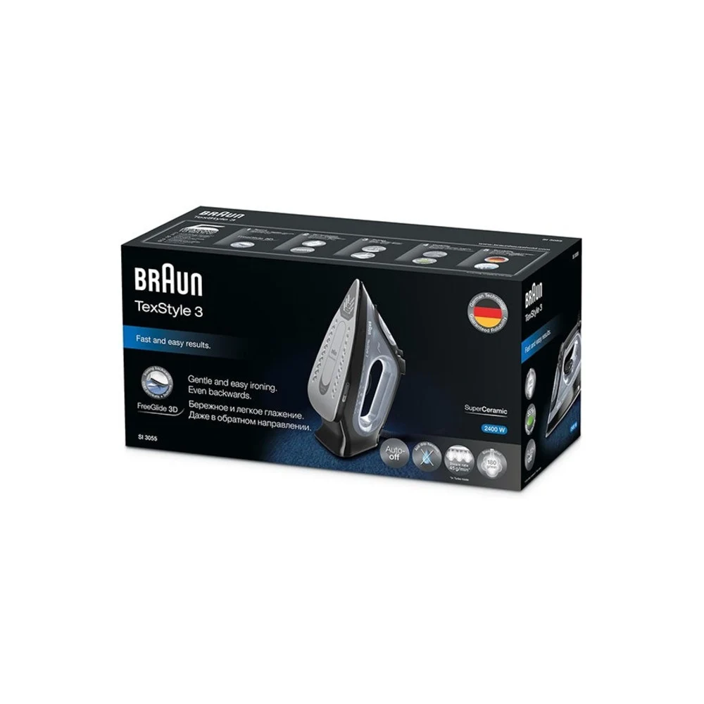 Braun Steam Iron, 2400-Watt Power, Steam Ironing Design for Everyday Garment Care, Household Appliance for Smoothing Clothes and Removing Wrinkles, Black Finish - SI3055BK - Image 4