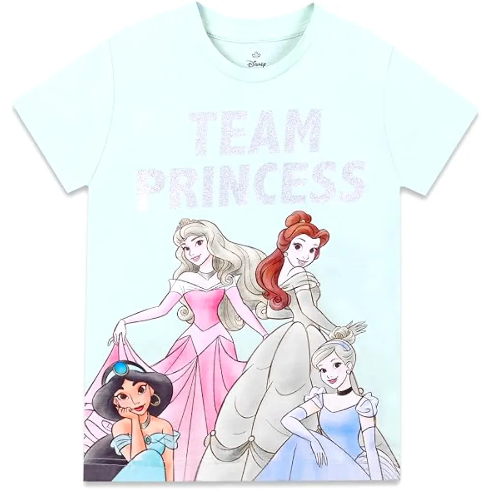 Disney Princess Girls T-Shirt, 100 Percent Cotton, Crew Neck Short Sleeve, Regular Fit, Casual Wear, 11-12 Years, Light Blue - TU22649-11-12Y - Image 2