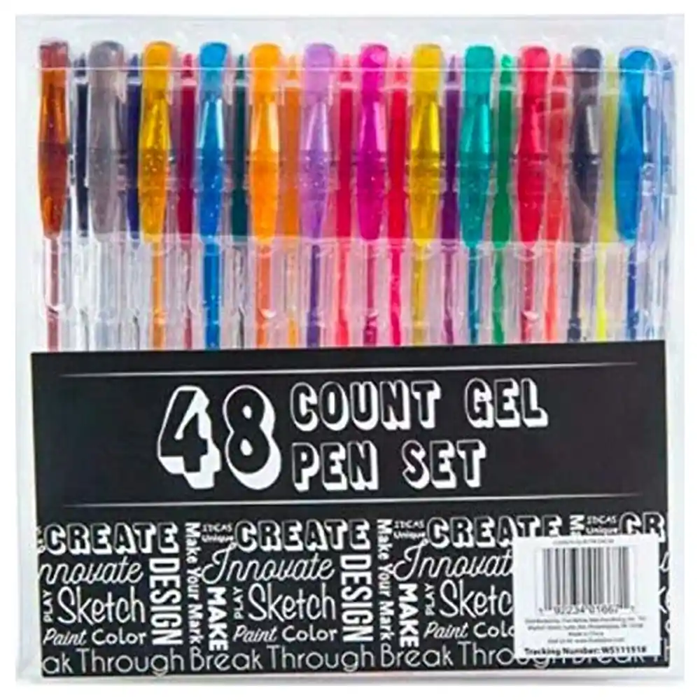 GulfDealz 48-Count Gel Pen Set with Metallic, Glitter, Pastel and Neon Colours for Adult Colouring, Drawing and Scrapbooking - Image 2
