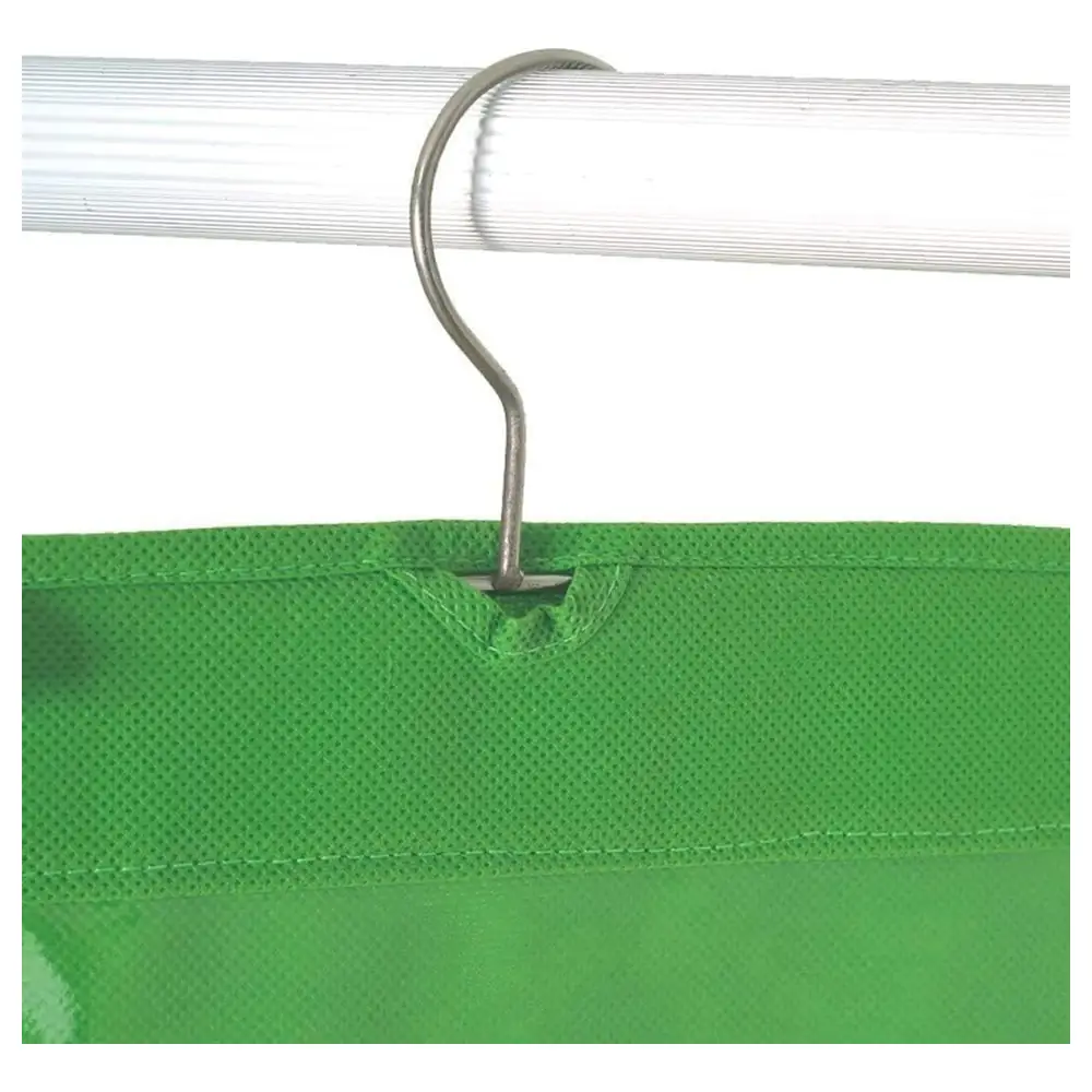 GulfDealz 6 Pocket Hanging Handbag Organizer with Clear PVC Windows, Foldable Non-Woven Closet Storage Bag with Stainless Steel Hook, Green - Image 4