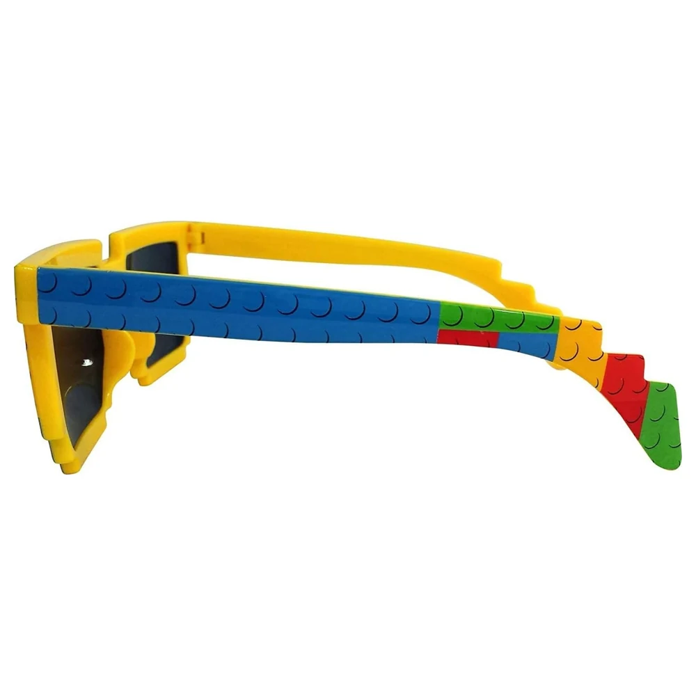 GulfDealz Brick-Theme Kids Sunglasses with Building Brick Stud Frame, Multicolour Plastic Party Glasses for Brick-Loving Kids - Image 2