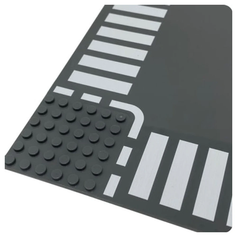 GulfDealz Crossroad Road Baseplates for Building Bricks, Pack of 2 Stackable Grey City Street Plates with Zebra Crossings, Compatible with Major Brick Brands - Image 4