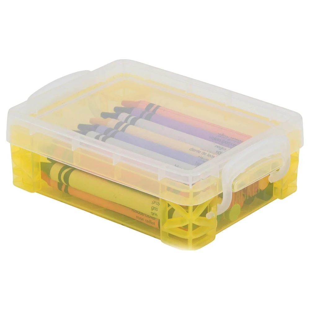 GulfDealz Stackable Crayon Box with Snap-Tight Handles and Clear Lid, Durable Plastic Art and Craft Storage Case, Yellow - Image 3