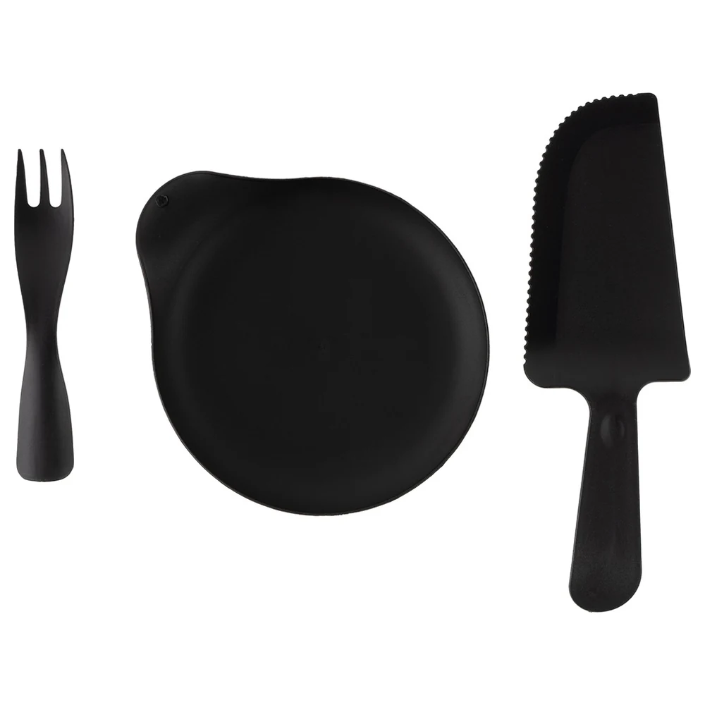 GulfDealz Teardrop Cake Plate Party Set with Reusable Forks and Cake Server, Shiny Black Paper Plates for Birthdays, Baby Showers and Celebrations, 5 Pcs - Image 6
