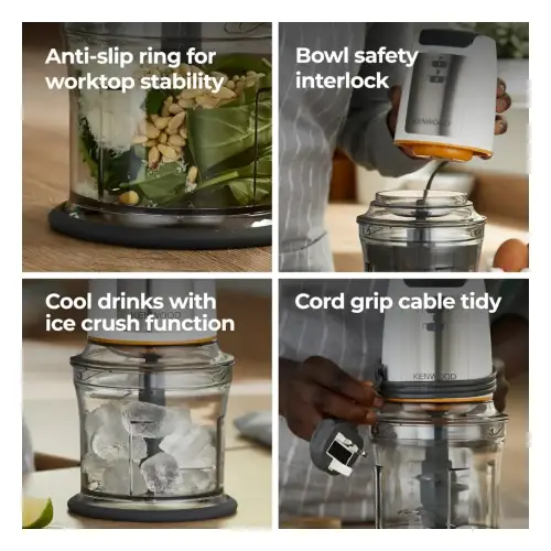 Kenwood Easy Chop Mini Chopper, 500-Watt Power, Compact Food Chopping Design for Everyday Kitchen Preparation, Convenient Appliance for Chopping Ingredients, White - CHP61.100WH - Image 9