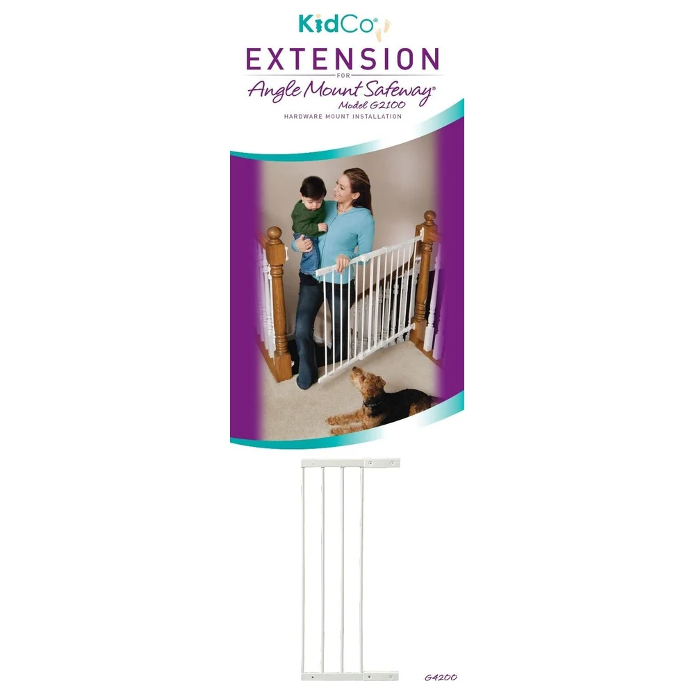 KidCo Angle Mount Safeway 10 Inch Baby Gate Extension for Hardware Mount Gate G2100, White Metal Panel - G4200 - Image 6