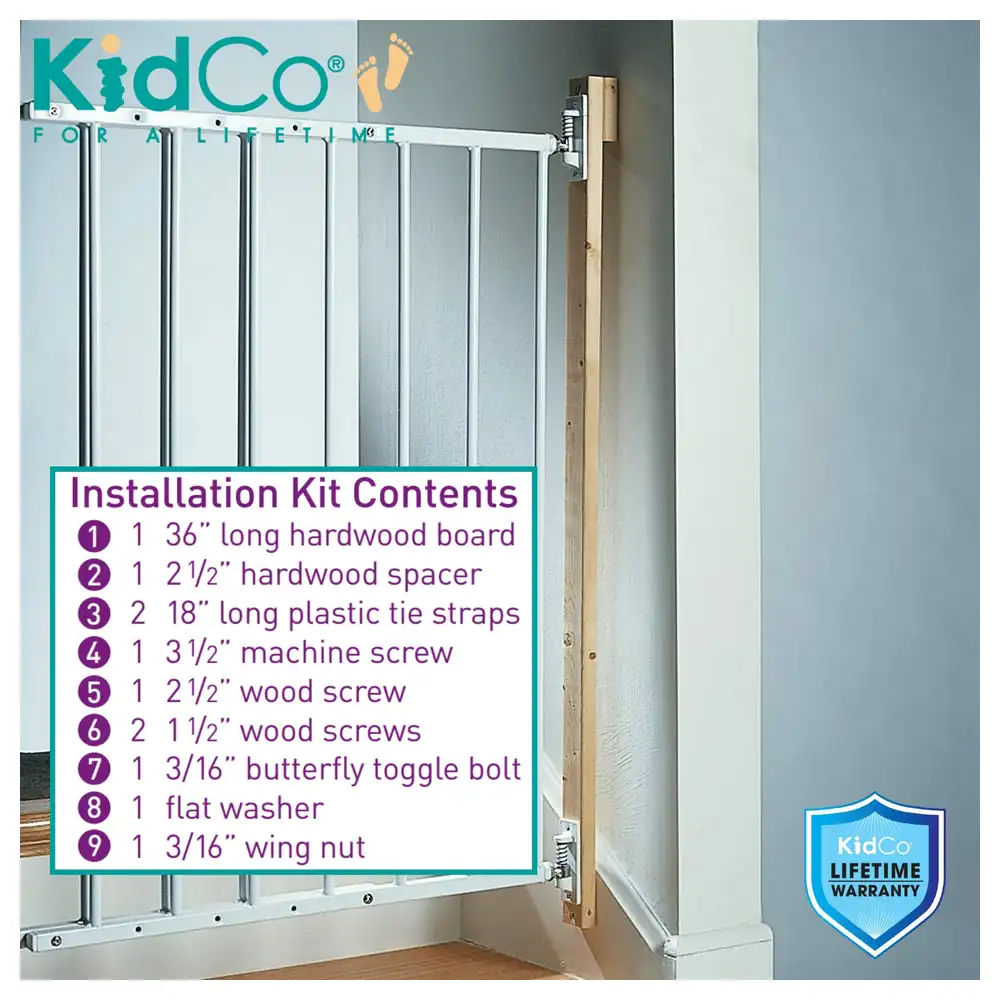 KidCo Gate Installation Kit for Mounting Baby Gates to Wood Banisters, Drywall and Wrought Iron, with 36 Inch Hardwood Board and Fasteners - K100 - Image 2