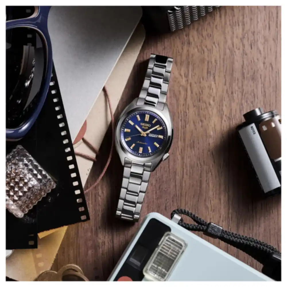 Seiko 5 Sports SNXS Womens Automatic Watch 32mm Blue Dial, Day-Date, LumiBrite Hands, Curved Hardlex Crystal, 100m Water Resistant Steel Bracelet - SRE021K1 - Image 7
