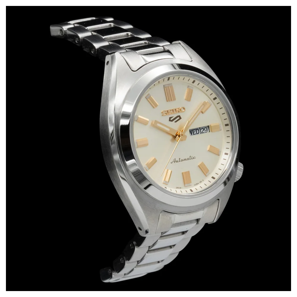 Seiko 5 Sports SNXS Womens Automatic Watch, 32mm Hebitama Case, Cream Dial, Day-Date, LumiBrite, Steel Bracelet, 100m Water Resistant - SRE023K1 - Image 5