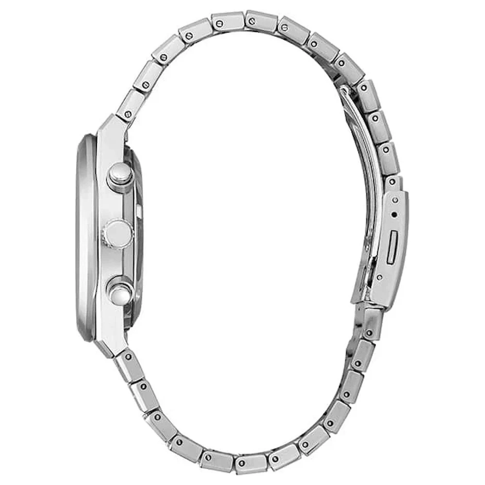 Seiko Quartz Chronograph Mens Watch, Light Blue Textured Dial, 24-Hour Hand, Date, LumiBrite, Steel Bracelet, 100m Water Resistant - SSB459P1 - Image 6