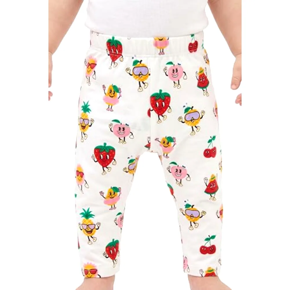 AIKO Infant Playful Fruit Baby Girls Pants, 100 Percent Cotton, Regular Fit, Casual Wear, 6-9 Months, White - TU23575 - 6-9M - Image 5