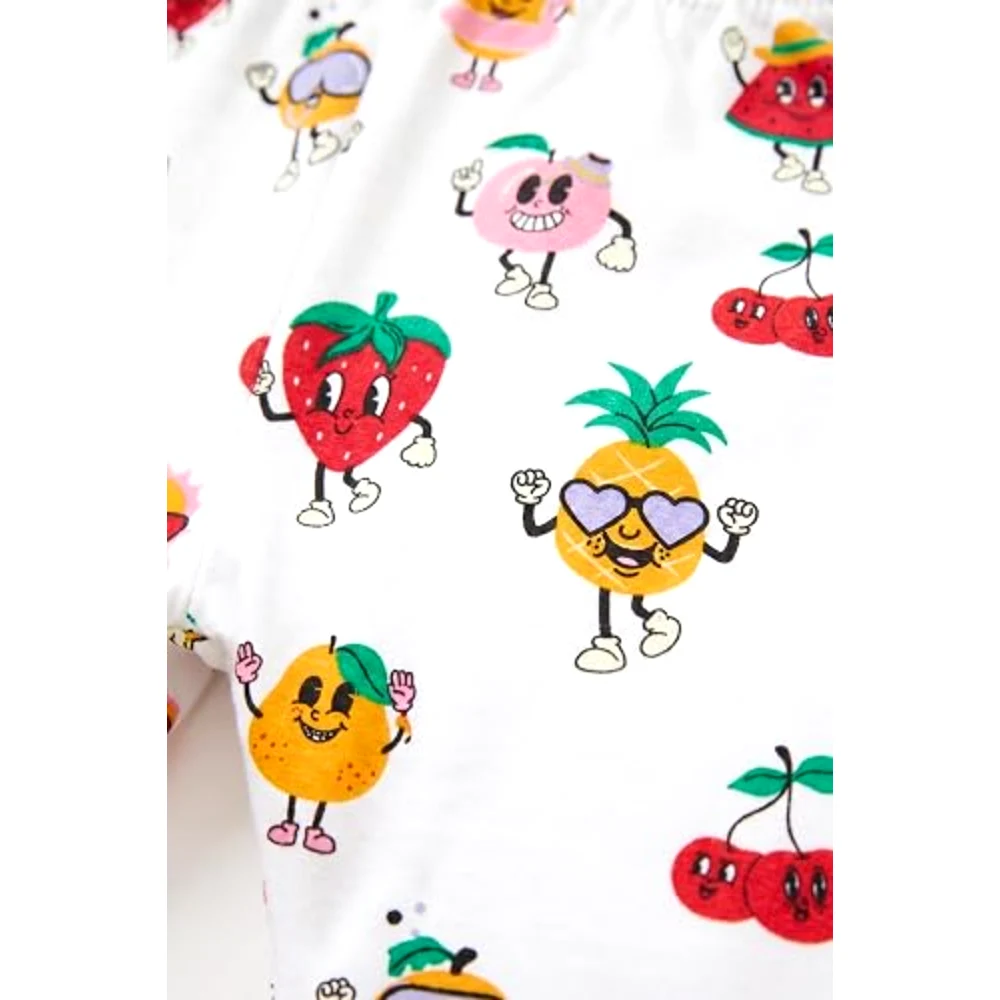 AIKO Infant Playful Fruit Baby Girls Pants, 100 Percent Cotton, Regular Fit, Casual Wear, 6-9 Months, White - TU23575 - 6-9M - Image 6