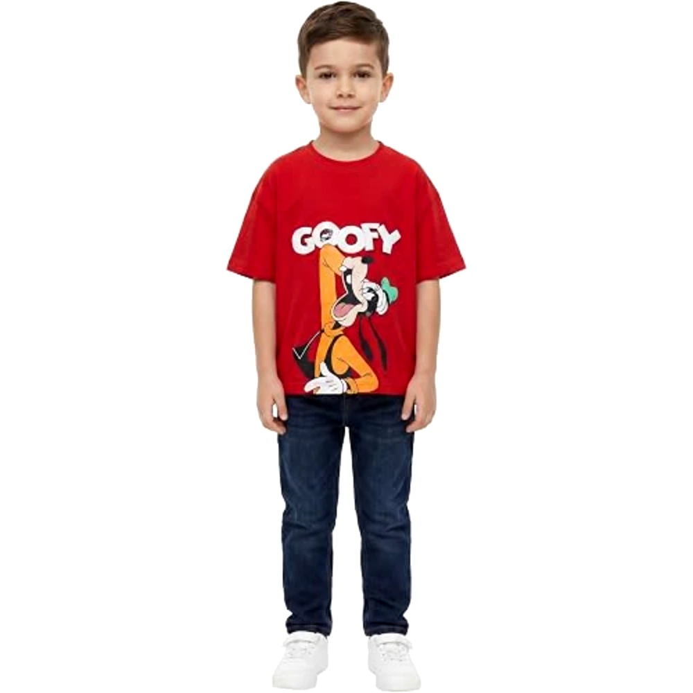 Disney Goofy Boys T-Shirt, 100 Percent Cotton, Crew Neck, Oversized Fit, Casual Wear, 3-4 Years, Red - TU26217-3-4 - Image 3