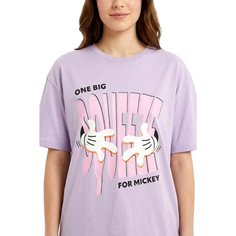 Disney Mickey Power Women Oversized Drop Shoulder T-Shirt, 100 Percent Cotton, Crew Neck Short Sleeve, Casual Wear, Size M, Purple - TU26274 - M - Image 3