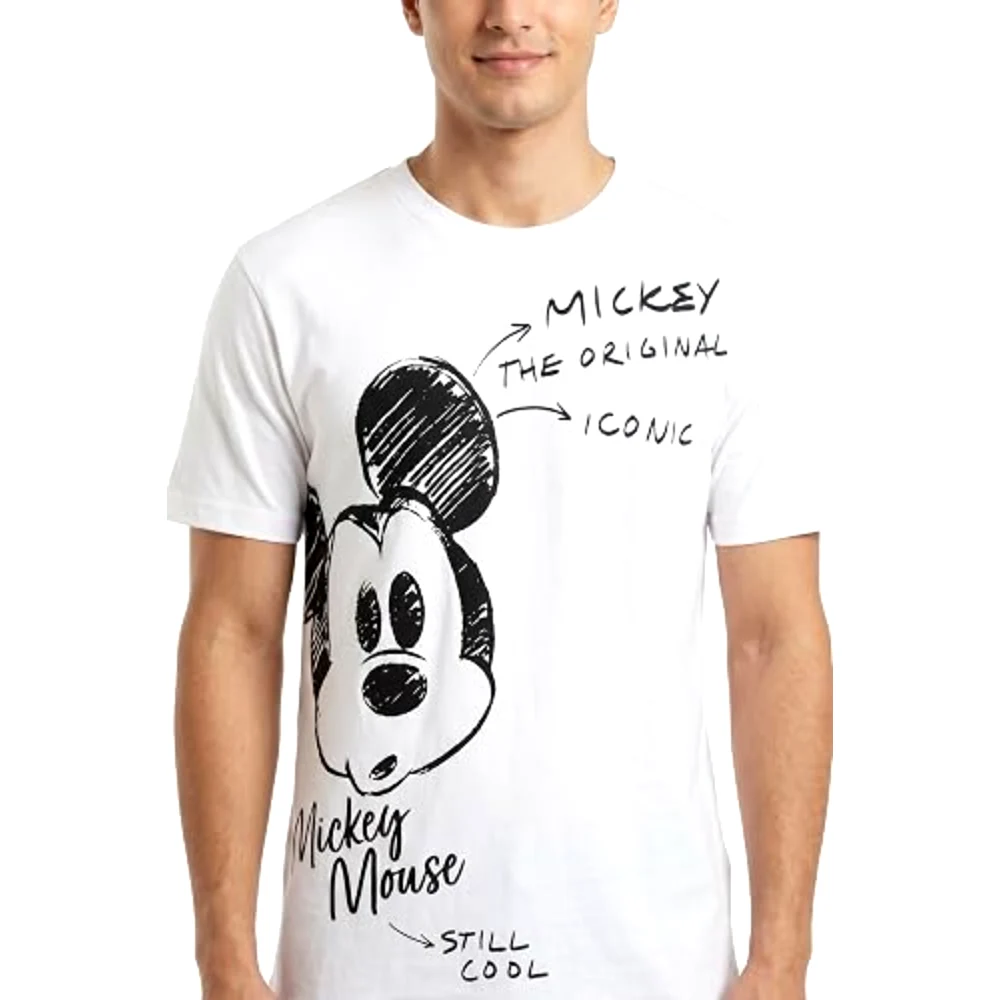 Disney Mickey The Original Icon Men T-Shirt, 100 Percent Cotton, Crew Neck Short Sleeve, Regular Fit, Casual Wear, Size L, White - TU25657 - L - Image 3
