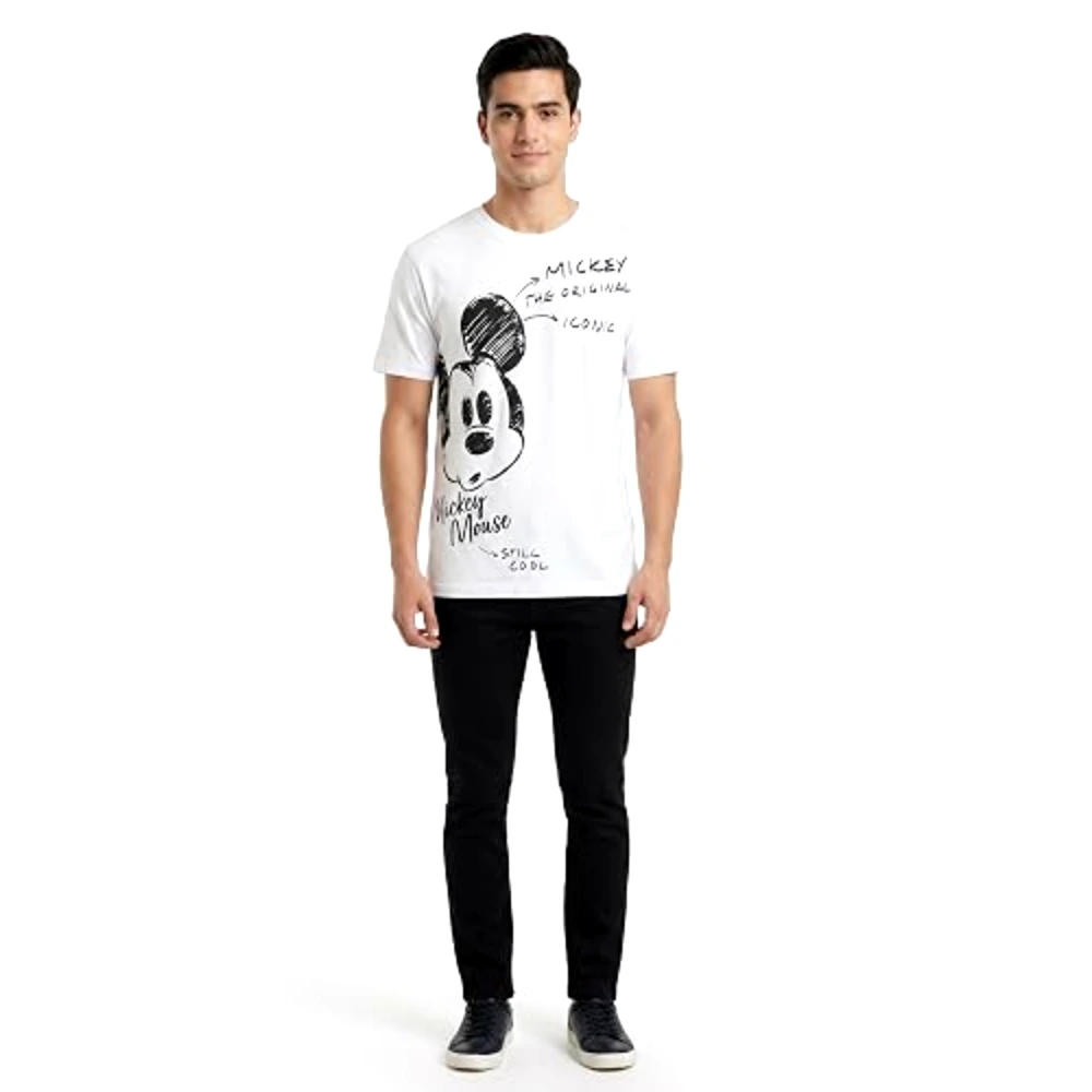 Disney Mickey The Original Icon Men T-Shirt, 100 Percent Cotton, Crew Neck Short Sleeve, Regular Fit, Casual Wear, Size L, White - TU25657 - L - Image 4