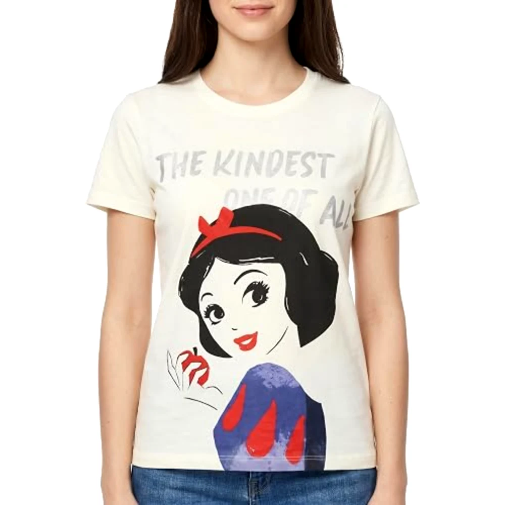 Disney Snow White Classic Women T-Shirt, 100 Percent Cotton, Crew Neck Short Sleeve, Regular Fit, Casual Wear, Size S, White - TU25761 - S - Image 3