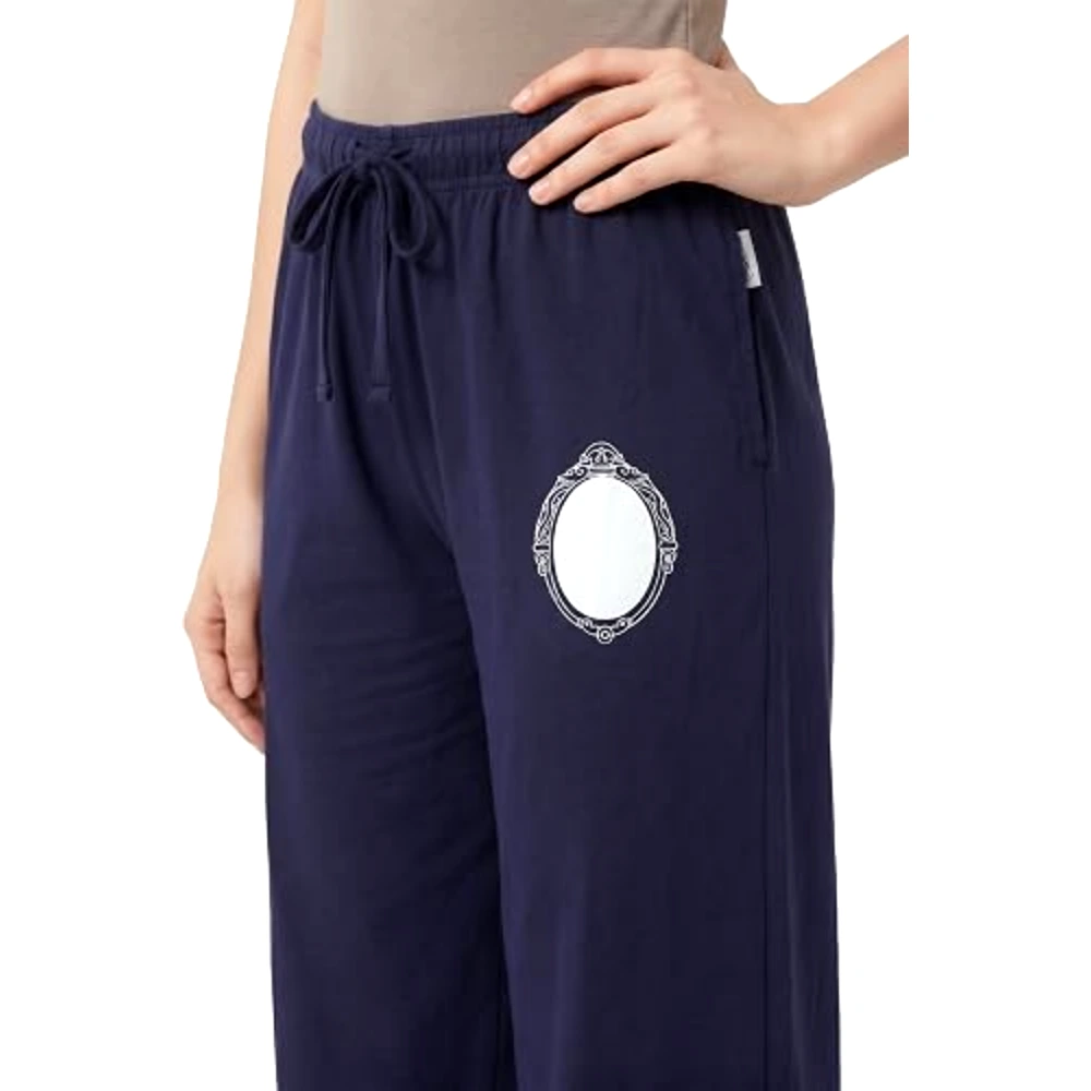 Disney Snow White Women Wide Leg Lounge Pants, 100 Percent Cotton, Wide Leg Fit, Casual Wear, Size S, Navy - TU25762 - S - Image 4