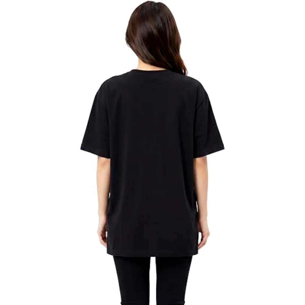 Disney Stitch and Angel Women Oversized Drop Shoulder T-Shirt, 100 Percent Cotton, Crew Neck Short Sleeve, Casual Wear, Size L, Black - TU26270 - L - Image 2
