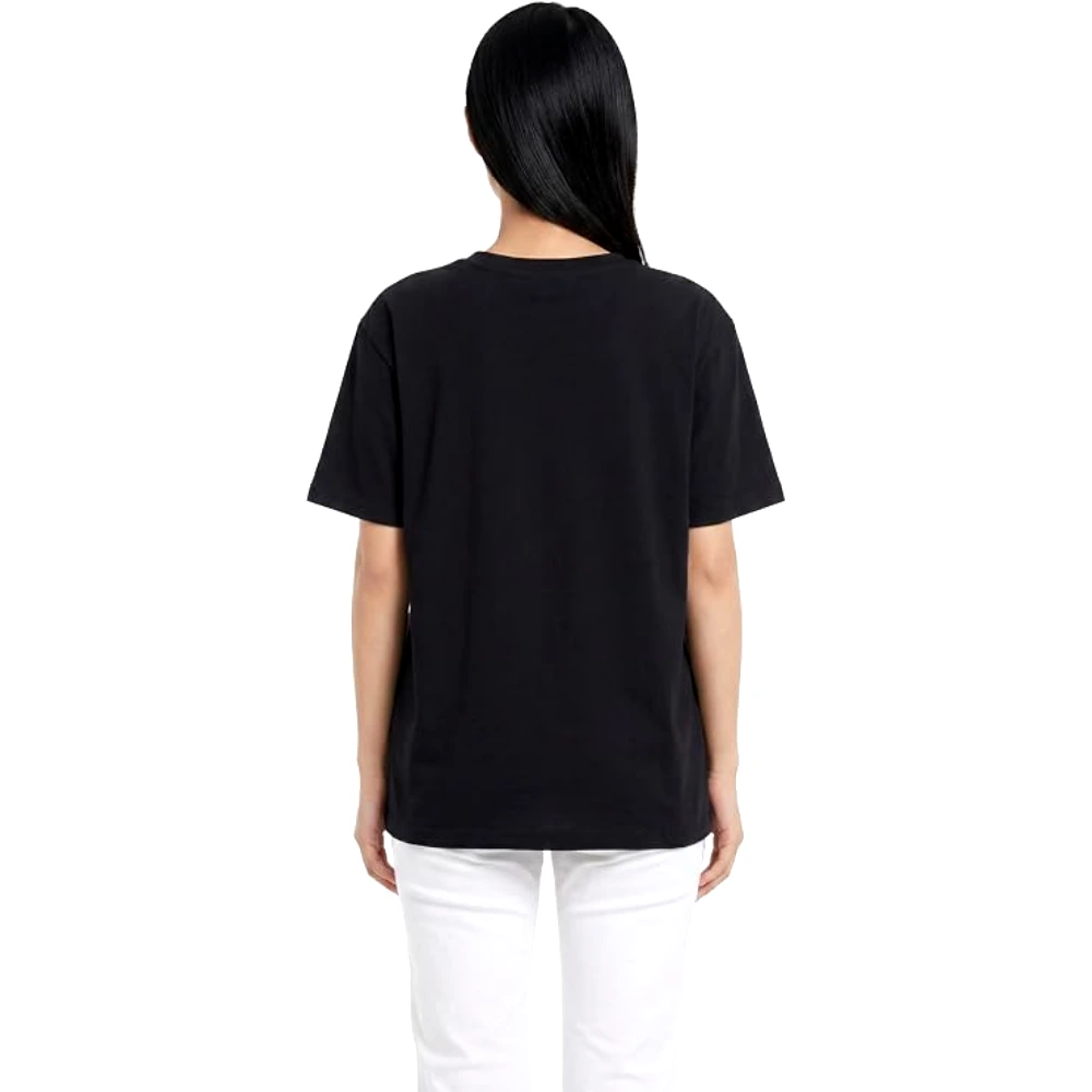 Disney Stitch and Angel Women Oversized Drop Shoulder T-Shirt, 100 Percent Cotton, Crew Neck Short Sleeve, Casual Wear, Size M, Black - TU26262 - M - Image 2