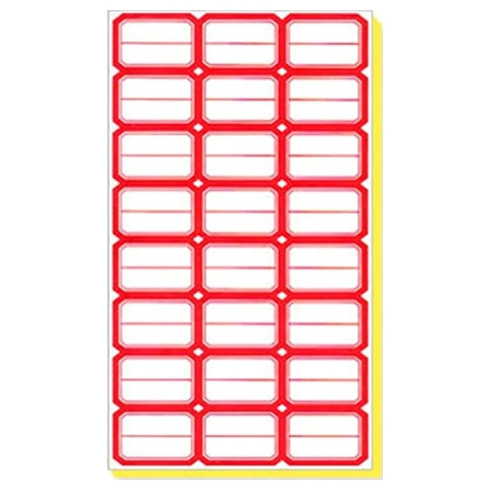 GulfDealz Red Border Self-Adhesive Writable Labels 26 x 38 mm, Handwritten Name and Classification Stickers for Files, Books and Goods