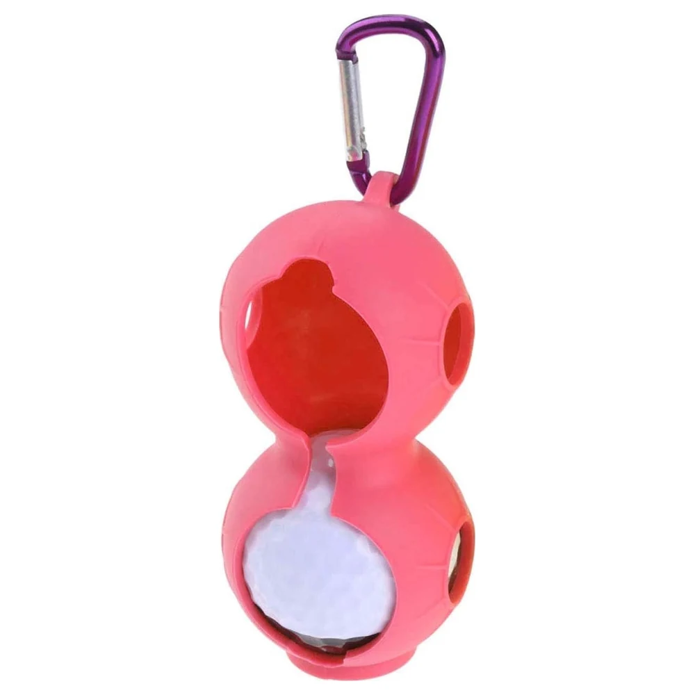 GulfDealz Silicone Golf Ball Holder with Carabiner Clip and Line Marker Pen, Portable Clip-On Ball Case for Waist, Bag or Keyring, Pink