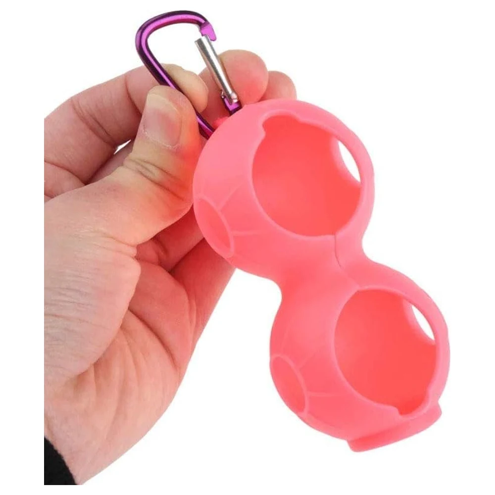 GulfDealz Silicone Golf Ball Holder with Carabiner Clip and Line Marker Pen, Portable Clip-On Ball Case for Waist, Bag or Keyring, Pink - Image 2