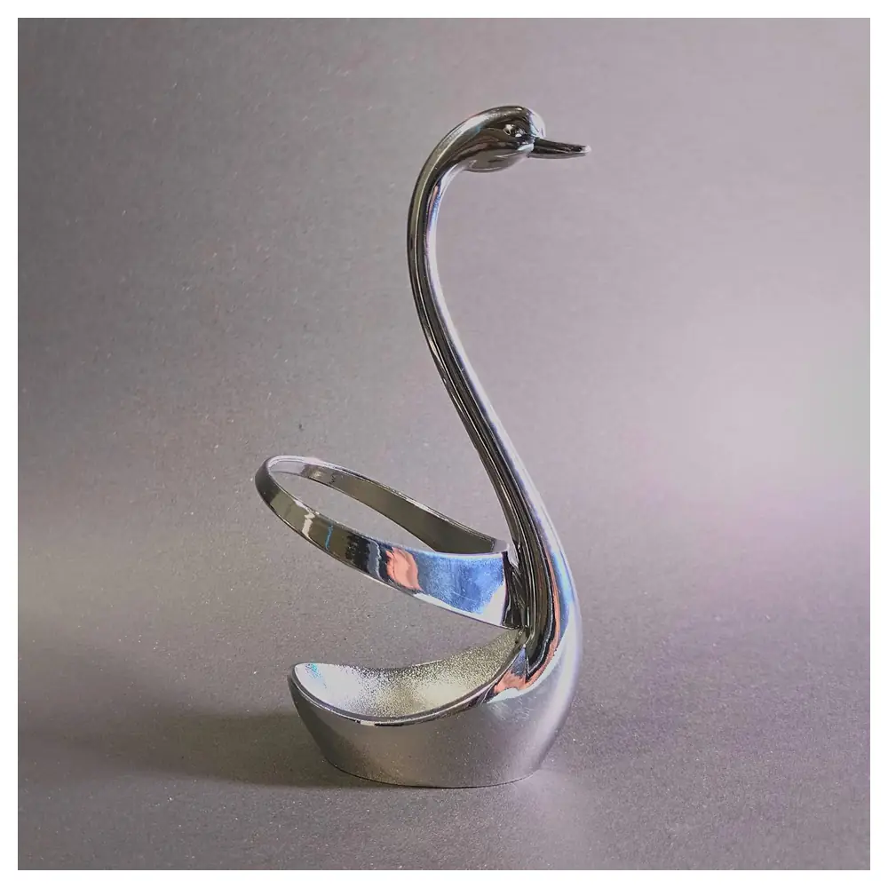 GulfDealz Swan Shaped Stainless Steel Cutlery Holder, Polished Decorative Stand for Spoons, Forks and Knives for Dining Tables, Weddings and Parties, Silver