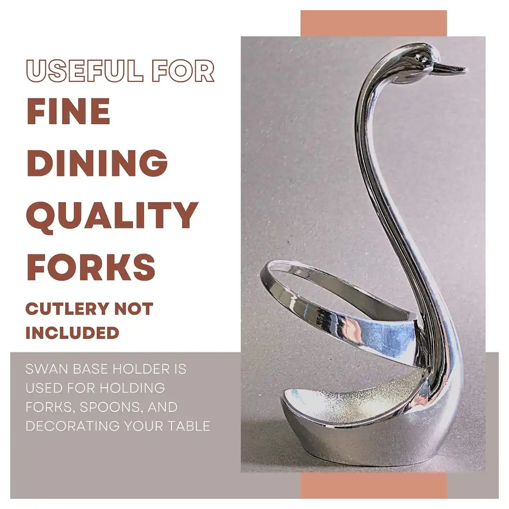 GulfDealz Swan Shaped Stainless Steel Cutlery Holder, Polished Decorative Stand for Spoons, Forks and Knives for Dining Tables, Weddings and Parties, Silver - Image 2