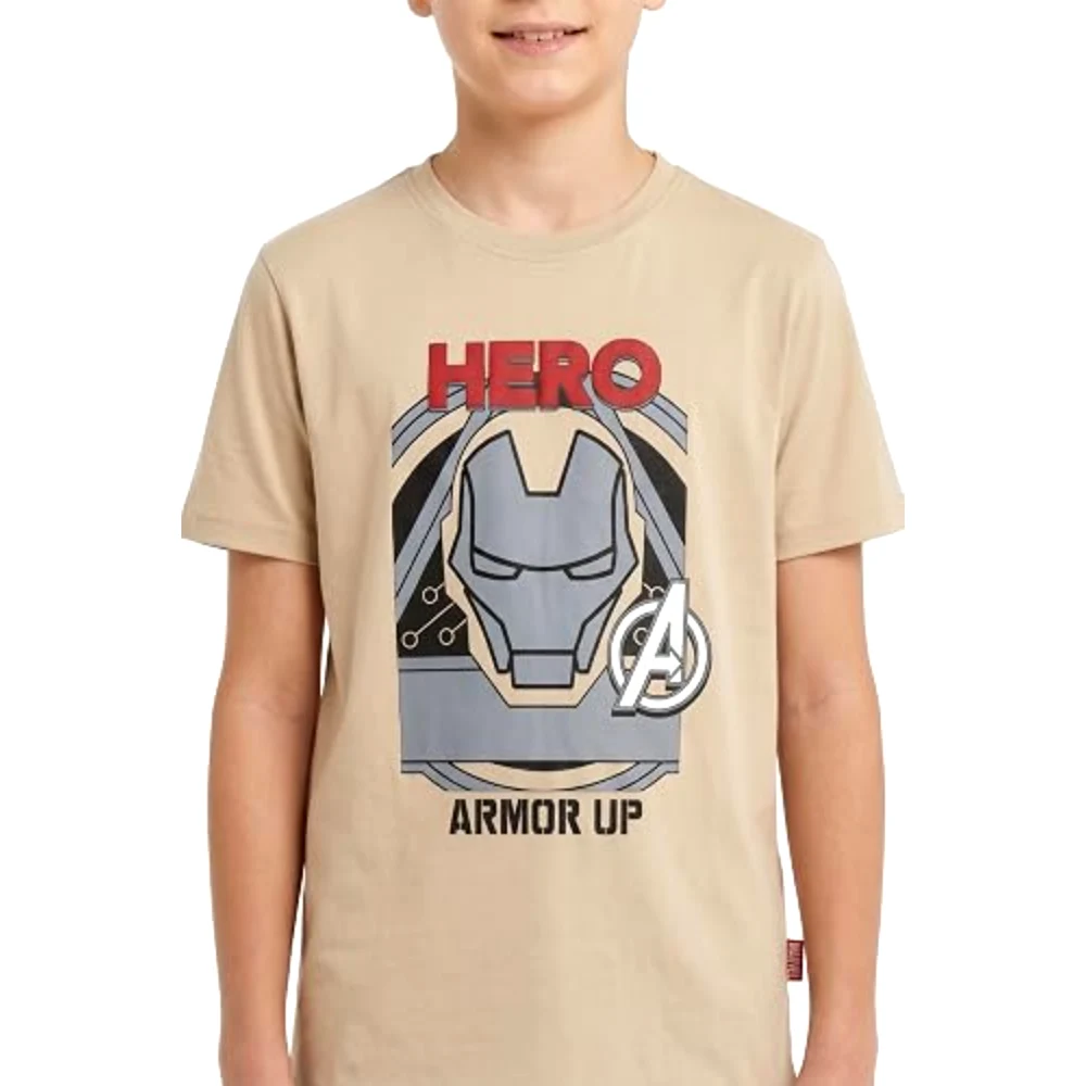 Marvel Iron Man Hero Armor Up Teen Boys Oversized Drop Shoulder T-Shirt, 100 Percent Cotton, Crew Neck Short Sleeve, 8-9 Years, Light Beige - TU26223-8-9 - Image 3