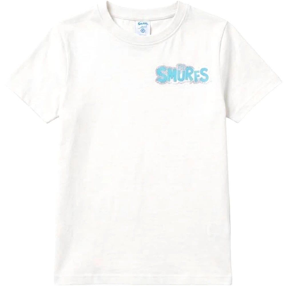The Smurfs Logo Girls T-Shirt, 100 Percent Cotton, Crew Neck, Regular Fit, Casual Wear, 9-10 Years, White - TU25846-9-10