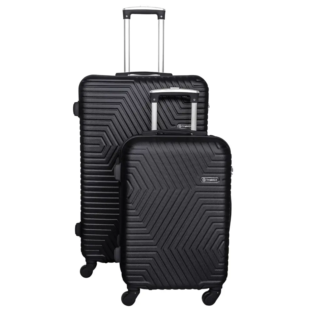 TrekKit 2-Piece Hard-Shell Suitcase Set, 20,28-Inch Luggage, 7 kg and 30 kg Capacity, ABS Material, Four Spinner Wheels for Travel, Black - NBHA-2-Black-FBA