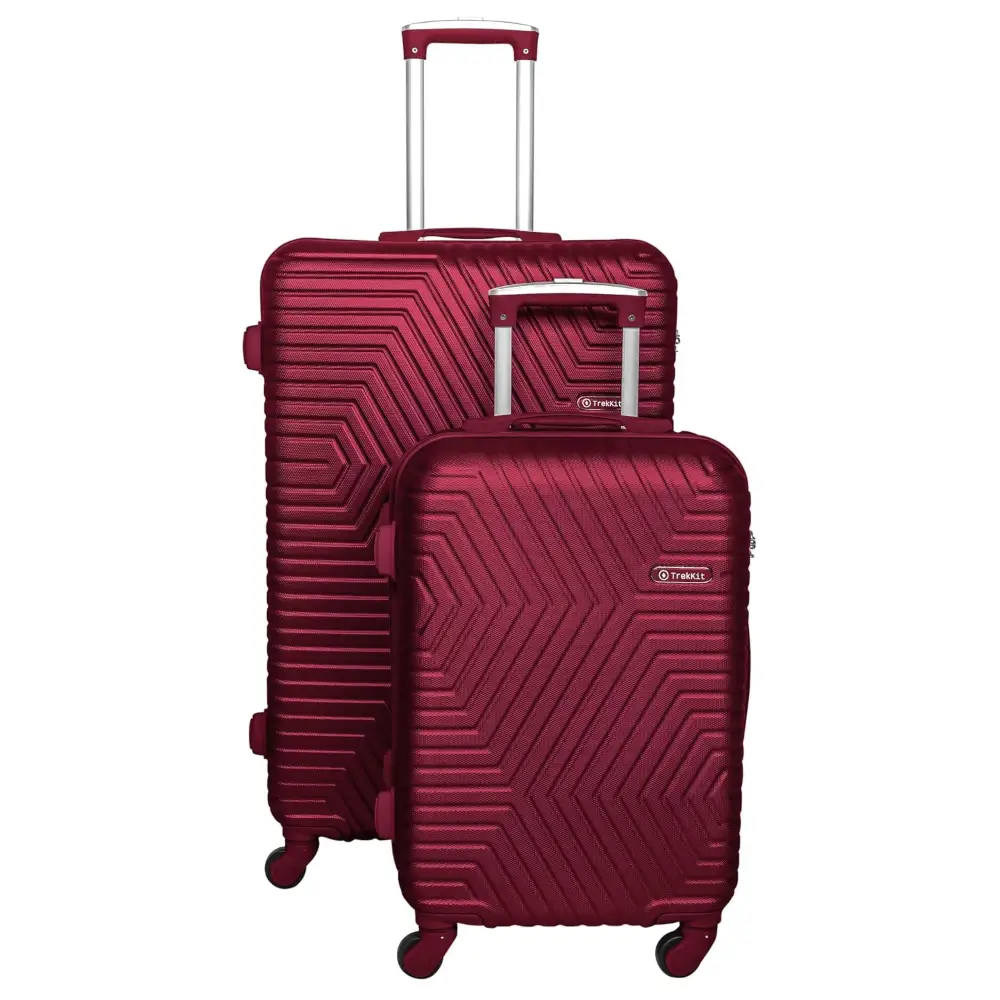 TrekKit 2-Piece Hard-Shell Suitcase Set, 20,28-Inch Luggage, 7 kg and 30 kg Capacity, ABS Material, Four Spinner Wheels for Travel, Red - NBHA-2-Red-FBA