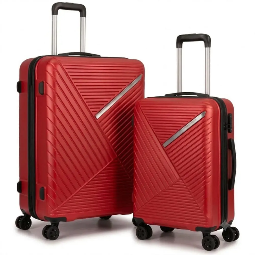 TrekKit 2-Piece Suitcase Luggage Set, 20 and 28 Inch Hard Shell Travel Suitcases, ABS Material, 360 Spinner Wheels, Combination Lock, Adjustable Telescopic Handle, Red - BRS-2-Red