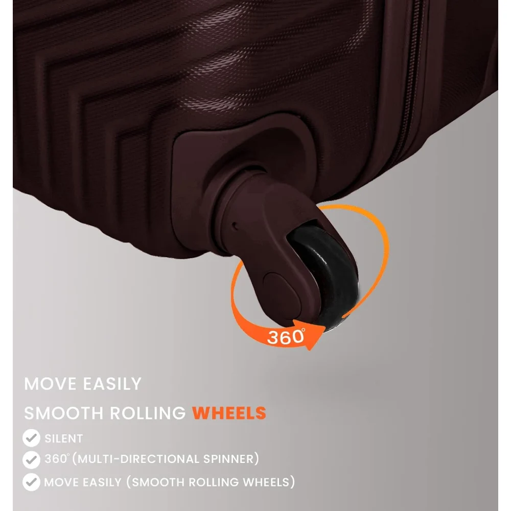 TrekKit 24-Inch Hard Case Suitcase, Lightweight ABS Luggage, Checked Travel Bag, Four Spinner Wheels, 61cm Suitcase for Travel, Brown - NBHA-24-Brown-FBA - Image 5