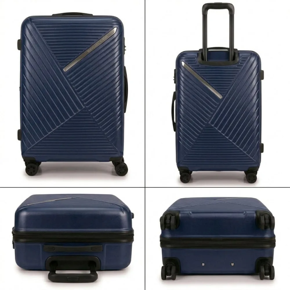 TrekKit 24 Inch Medium Hard Shell Suitcase, Checked Travel Luggage, Lightweight ABS Material, 360 Spinner Wheels, Combination Lock, Adjustable Telescopic Handle, Blue - BRS-24-Blue - Image 2