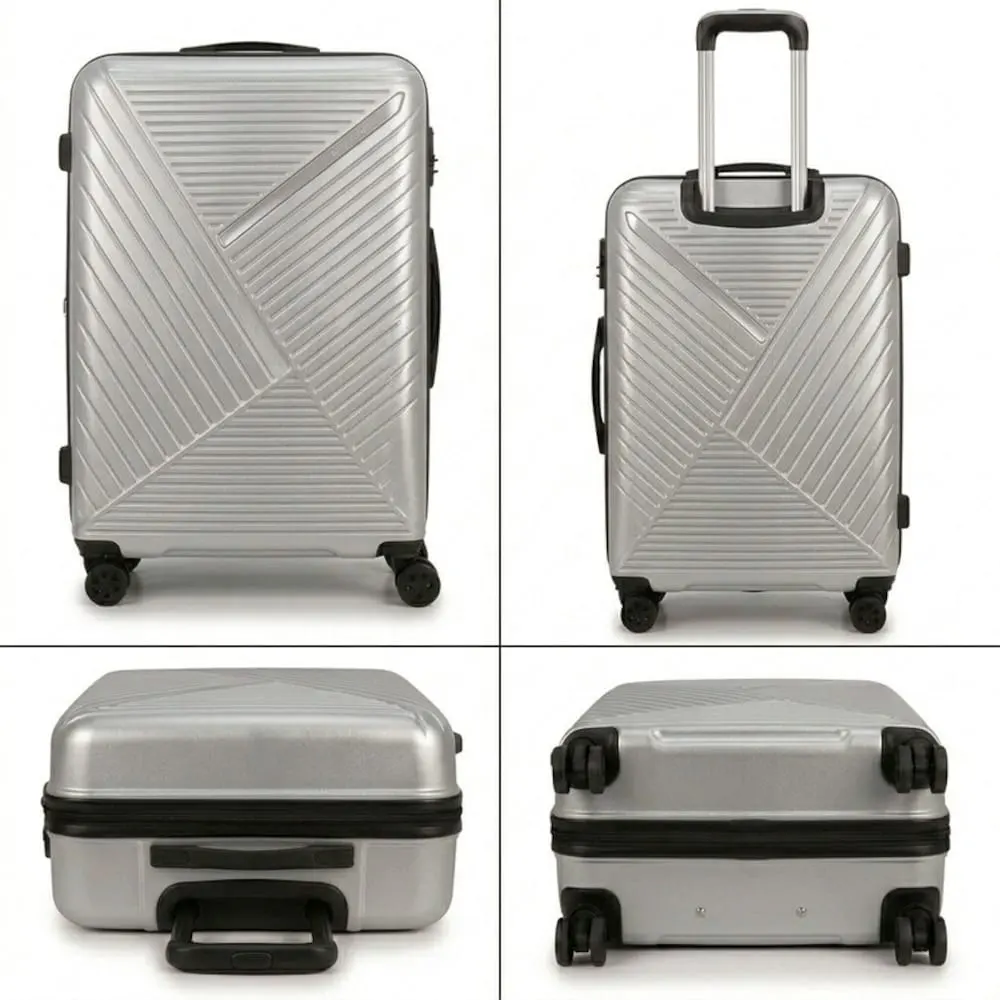 TrekKit 24 Inch Medium Hard Shell Suitcase, Checked Travel Luggage, Lightweight ABS Material, 360 Spinner Wheels, Combination Lock, Adjustable Telescopic Handle, Silver - BRS-24-Silver - Image 2